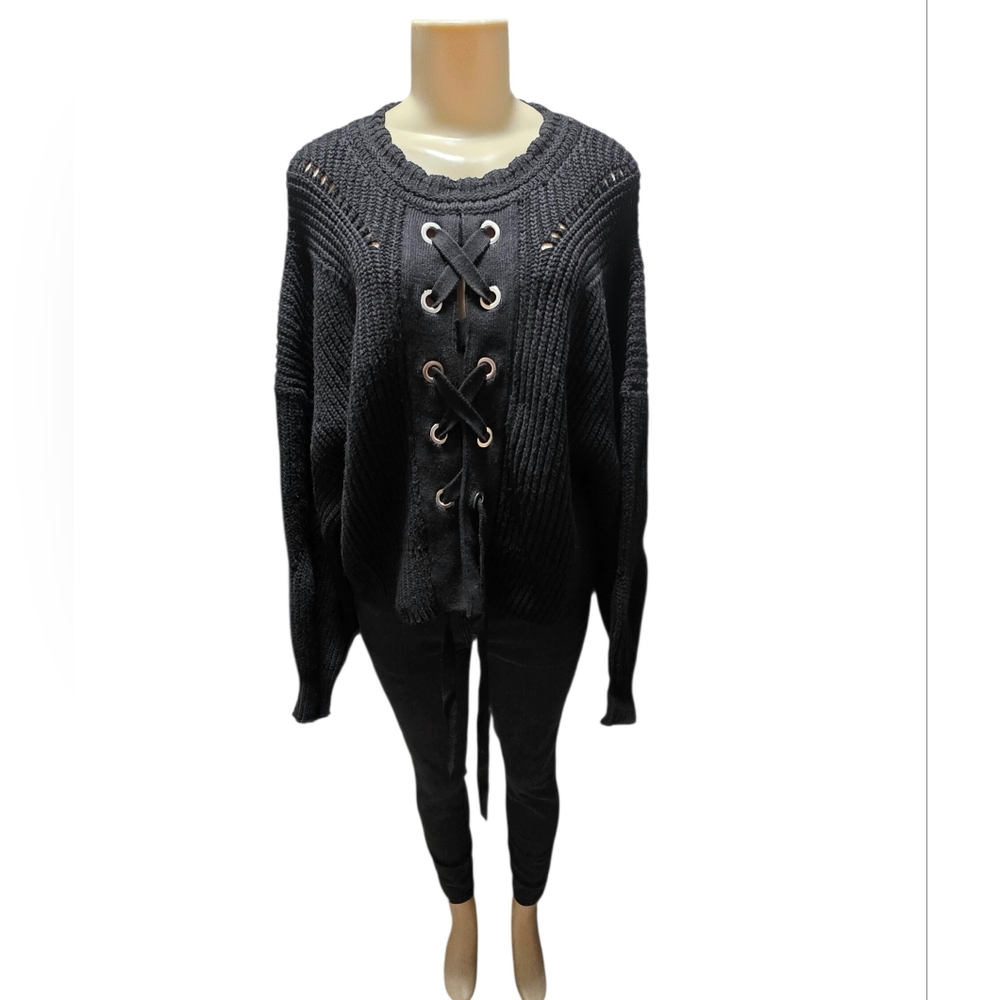 Isabel Marant black lace up sweater Sz 40